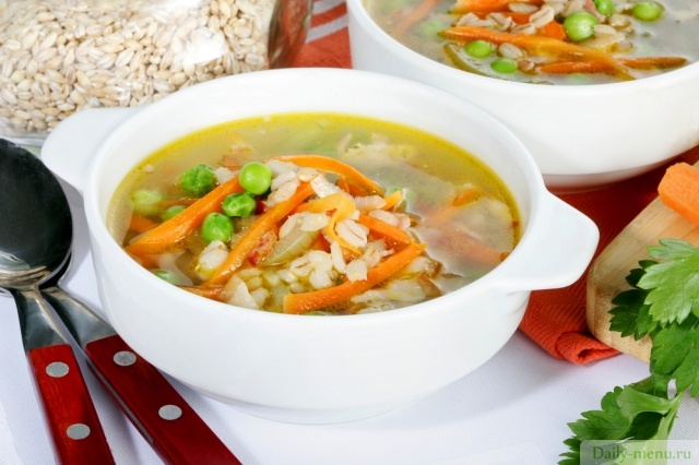 Овощной суп с перловкой, постный